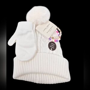 Laura Ashley Girls Hat, Mittens & Bracelets Set 4pc